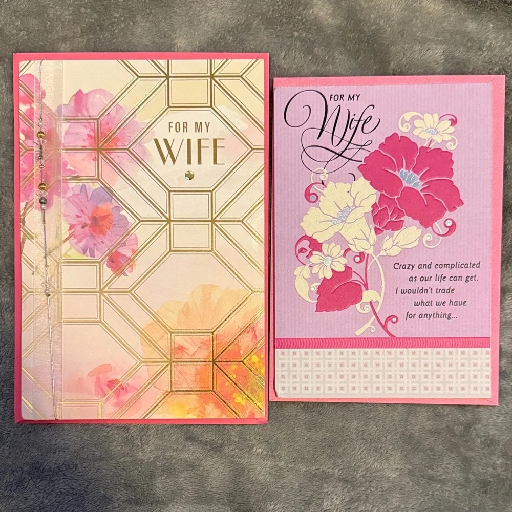 🌻 Bundle of 2 Hallmark Happy Birthday To My Wife Cards